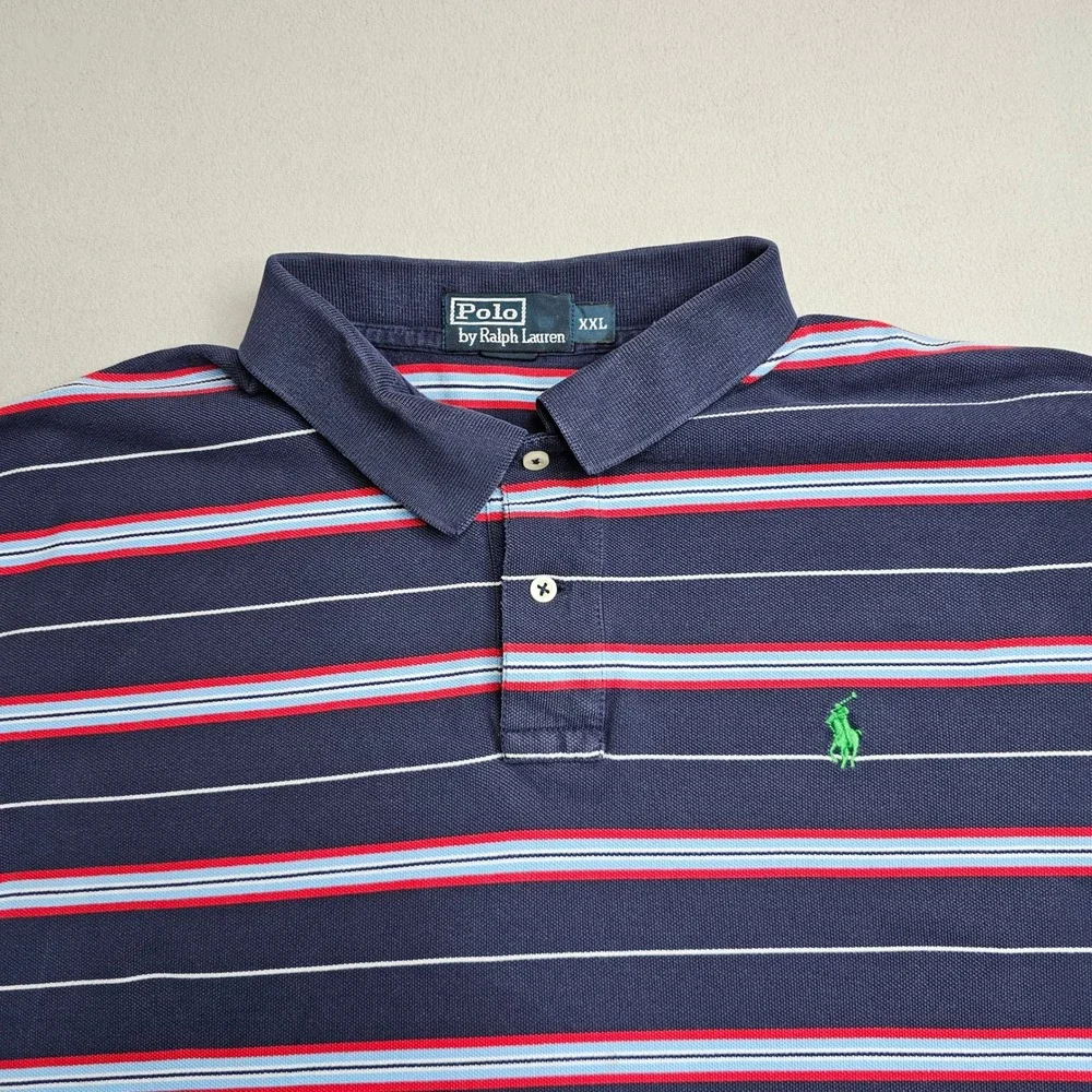 Polo‎ Ralph Lauren Men's Polo Shirt Size XXL Classic Fit Blue Red Short Sleeve